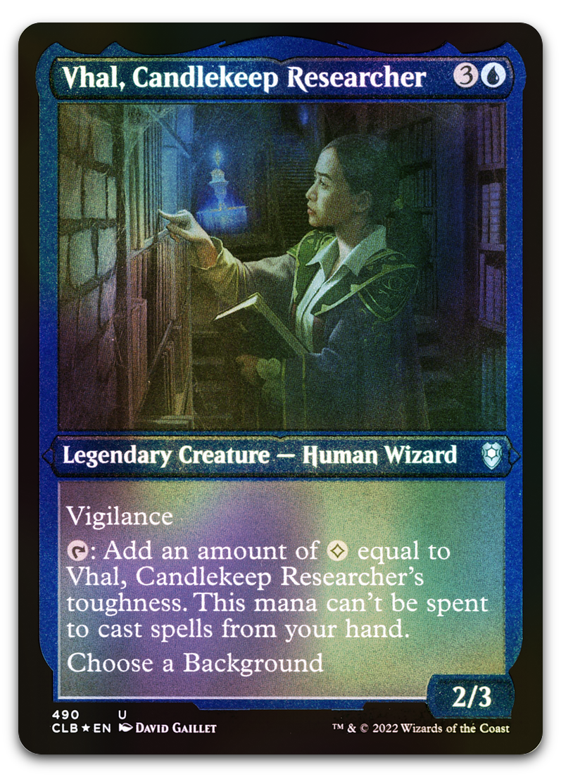 Vhal, Candlekeep Researcher (Foil Etched) (Commander Legends: Battle for Baldur's Gate)
