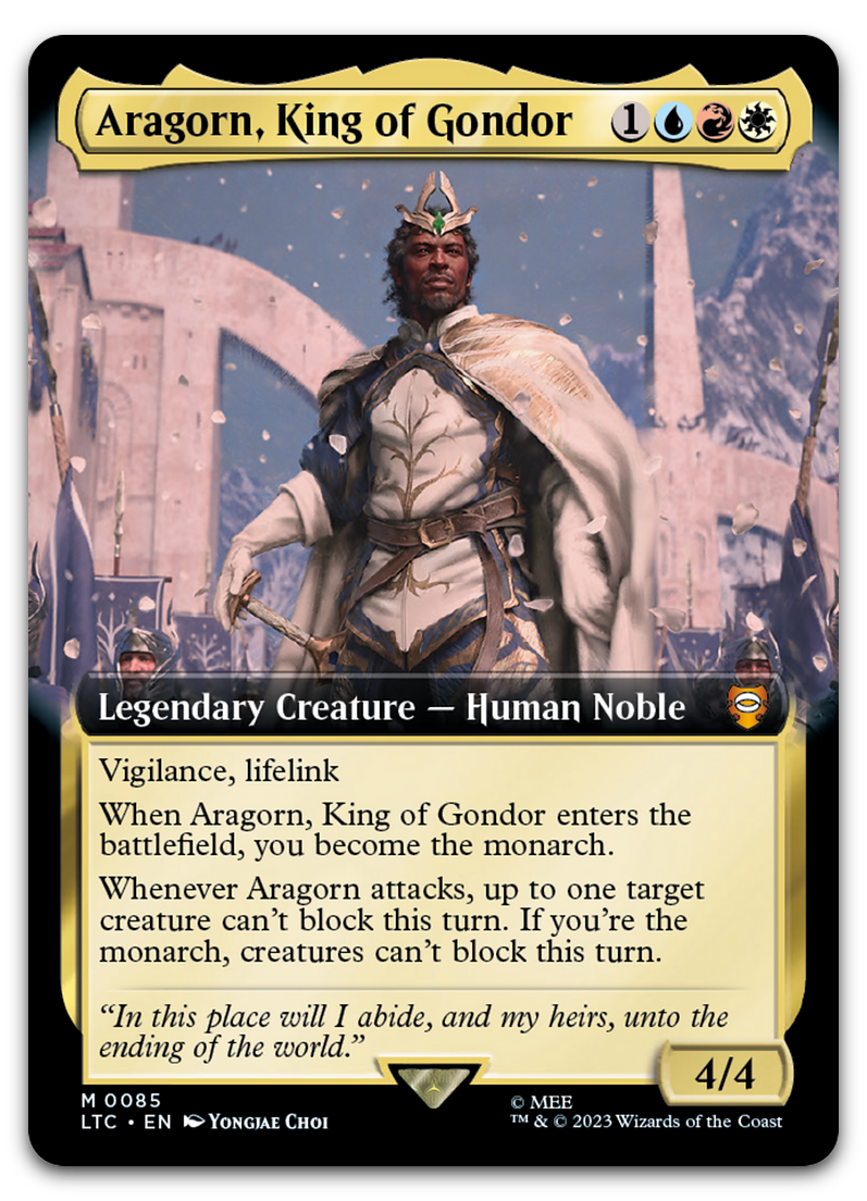 Aragorn, King of Gondor (Extended Art) (Commander: The Lord of the Rin