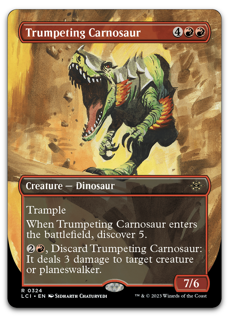 Trumpeting Carnosaur (Borderless) (The Lost Caverns of Ixalan)