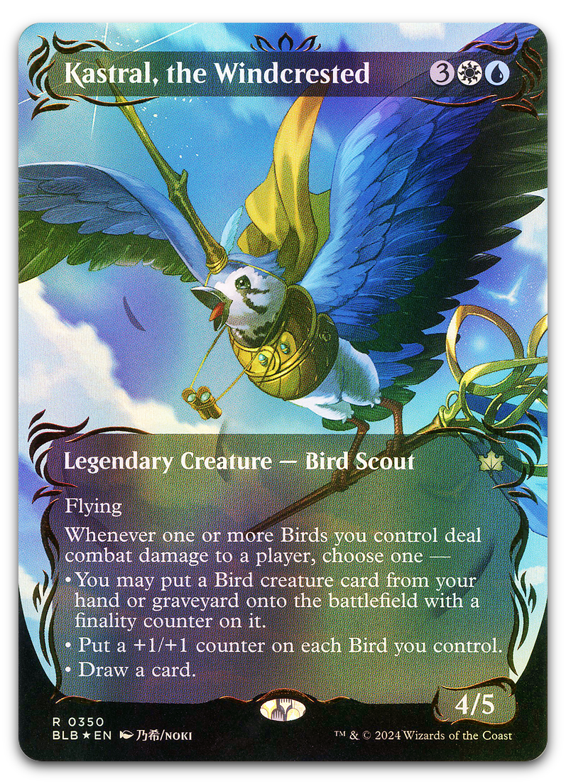 Kastral, the Windcrested (Borderless) (Raised Foil) (Bloomburrow) –  Cardsurfer Games