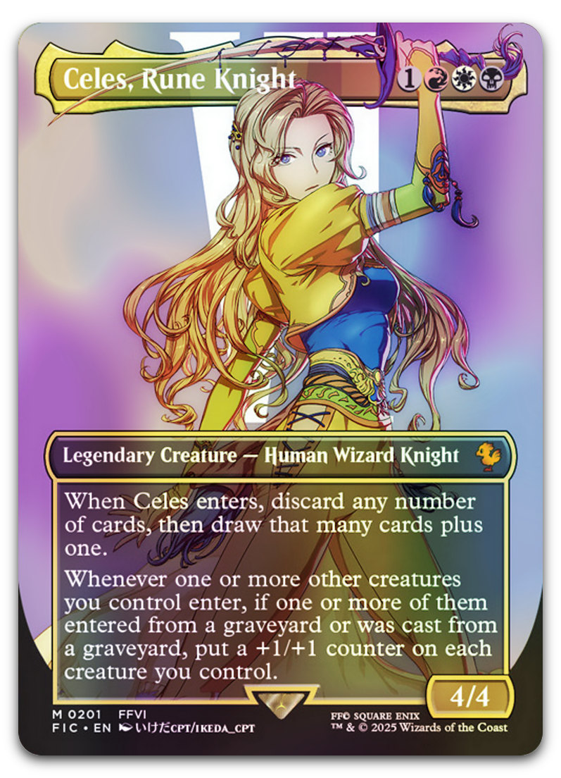 Celes, Rune Knight (Borderless) (Commander: FINAL FANTASY) Cardsurfer Games Celes, Rune Knight (Borderless) (Commander: FINAL FANTASY) Cardsurfer Games