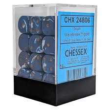 Chessex Dice - Brush Wavebreak/gold 12mmD6 (36 Dice)
