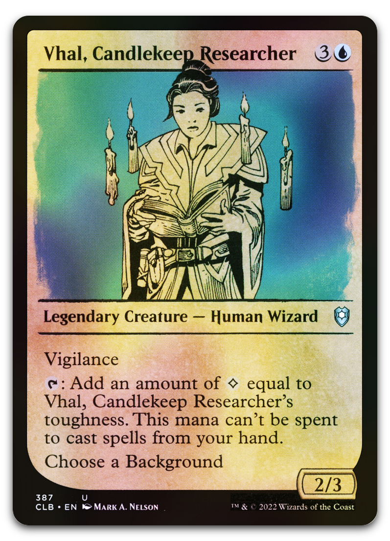 Vhal, Candlekeep Researcher (Showcase) (Commander Legends: Battle for Baldur's Gate)
