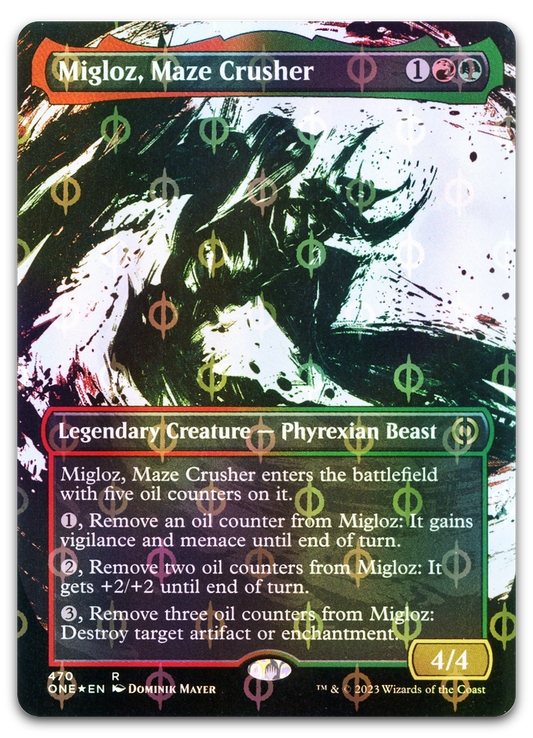Migloz, Maze Crusher (Showcase) (Step-and-Compleat Foil) (Phyrexia: All Will Be One)