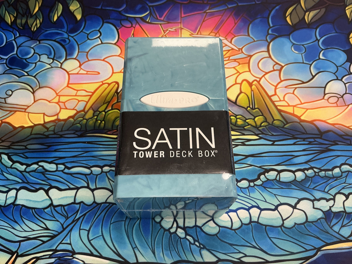 Ultrapro Satin Tower Deck Box With Dice Tray (Marble Blue)