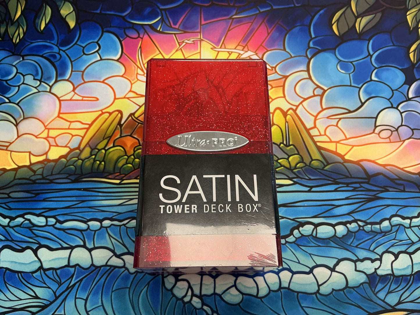 Ultrapro Satin Tower Deck Box With Dice Tray (Glitter Red)