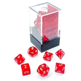 Chessex Dice - Translucent Red/White Mini Hedral 7 Die Set